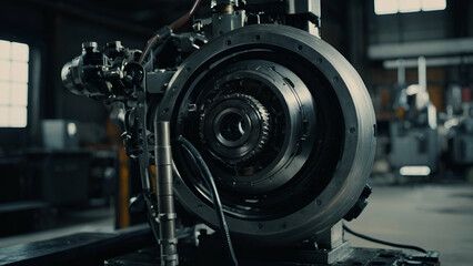 Industrial Machinery and Equipment in Factory – Steel Engine and Manufacturing Production Line