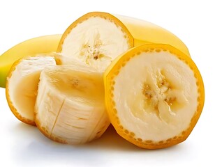 sliced banana isolated on white background cutout