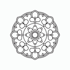Simple black and white mandala, simple mandala coloring pages, vector file, tattoo design