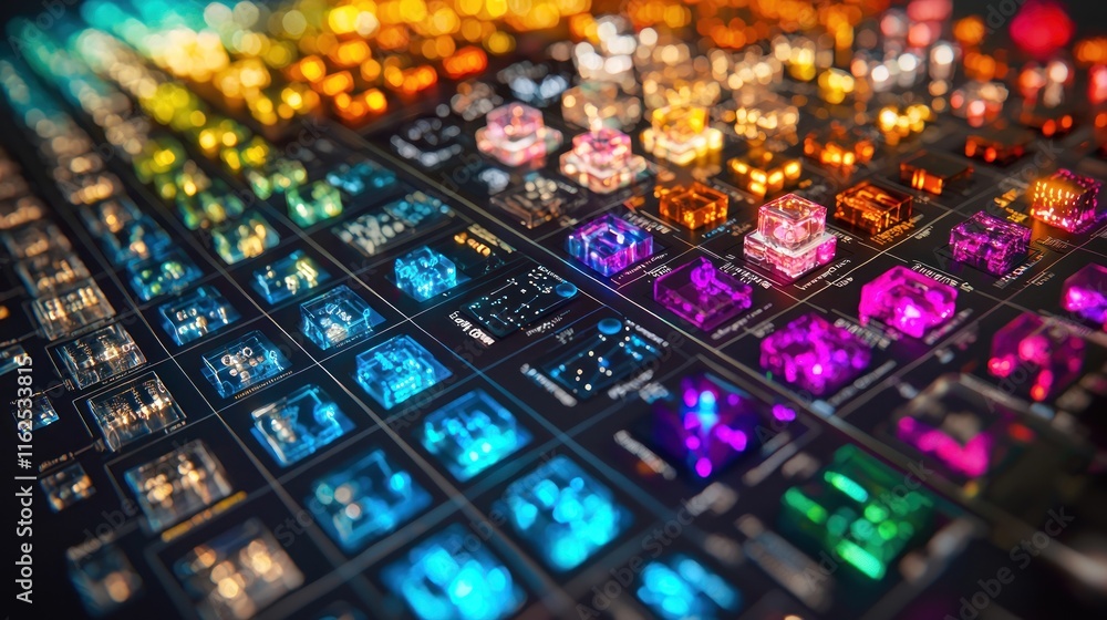 Aufkleber illuminated cubes displaying cityscapes data visualization