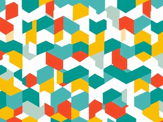 Fototapeta premium Abstract Geometric Hexagon Pattern Background Teal Red Yellow