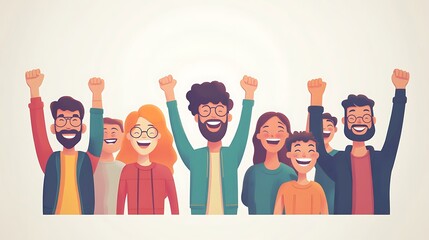 Joyful celebration of community spirit urban setting cartoon style
