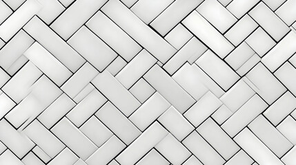 Seamless pattern of white rectangular ceramic tiles with contrasting black grout  -