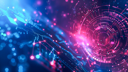 Obraz premium Glowing circuit pathways on a vibrant electronic board