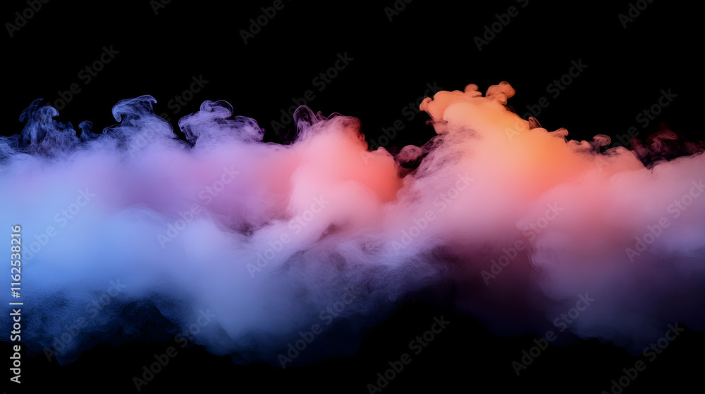 Poster transparent fog or smoke effect isolated on a black background creating a mysterious atmosphere -