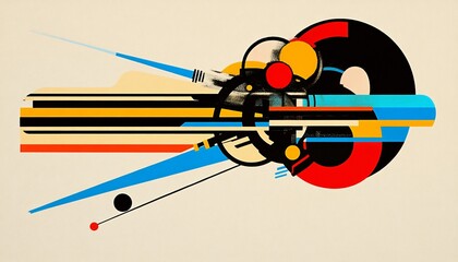 Abstract Geometric Artwork Midjourney AI Generated Bold Colors Shapes Lines