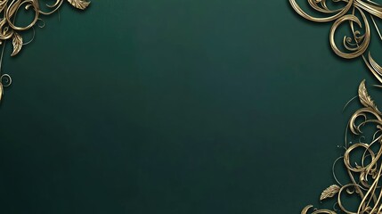 Elegant Green Background with Floral Gold Decoration Design