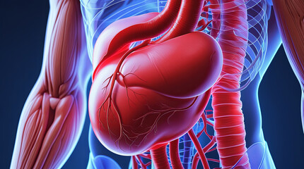 Detailed Digital Rendering of the Human Stomach: Anatomically Accurate Semi-Transparent Illustration for Medical Education