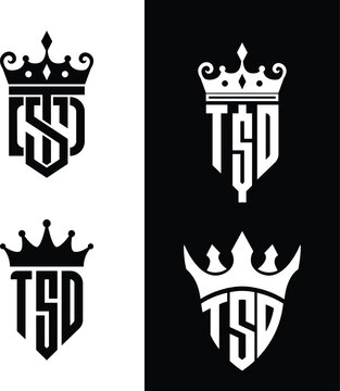 Initial letter TSD with crown monogram vector logo pack