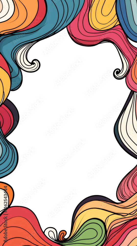 Fototapete vertical illustration featuring a colorful wavy frame with transparent background, ideal for adding 