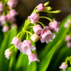 Fototapeta premium pink and green lily of the valley hd wallpaper Free Photo