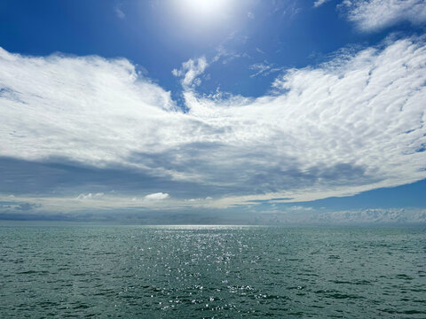 Sea sky clouds beautiful seascape.
