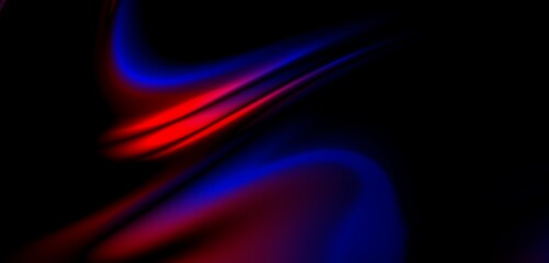 Dark blue digital abstract background with ultraviolet neon glow, blurry light lines, waves