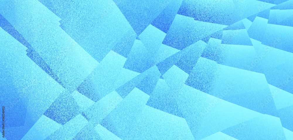 Aufkleber Abstract modern blue noise background design with layers of textured white transparent material in triangle diamond and squares shapes in random geometric pattern