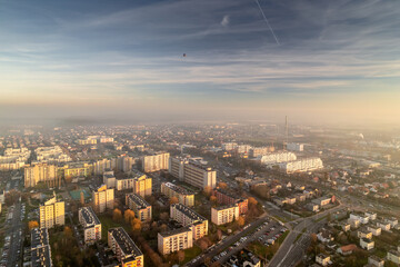 Obraz premium Winter day with a lot of smog in Opole. You can see dark layers with smog.