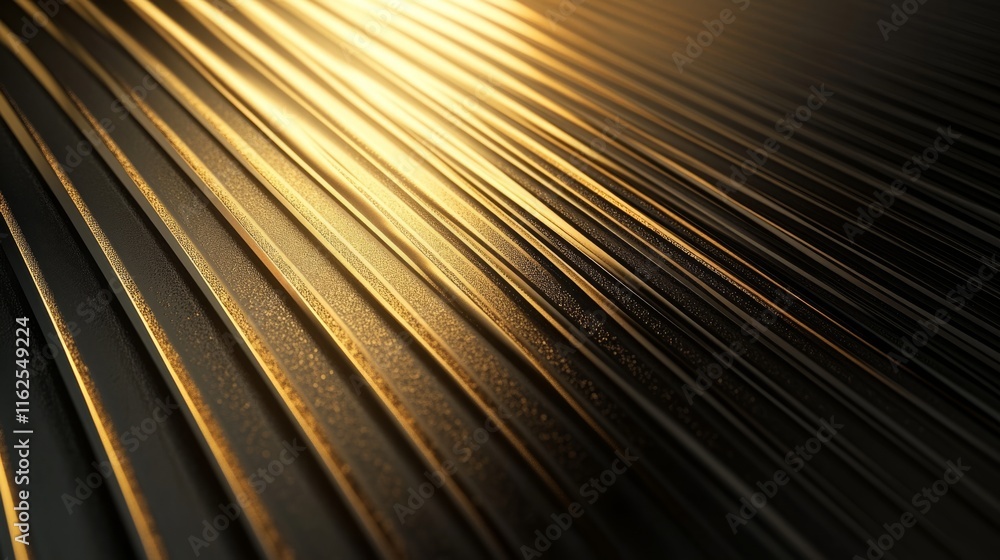 Poster gleaming metallic surface with golden light reflection