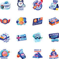 Bundle of Flat Style Credit Card Stickers 

