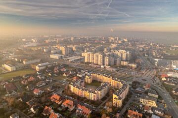 Obraz premium Winter day with a lot of smog in Opole. You can see dark layers with smog.