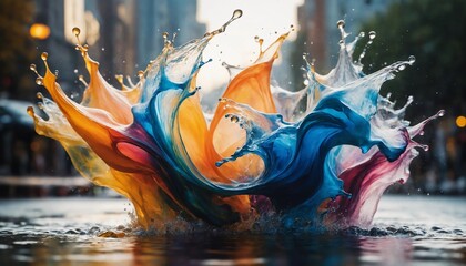 Colorful water splashing