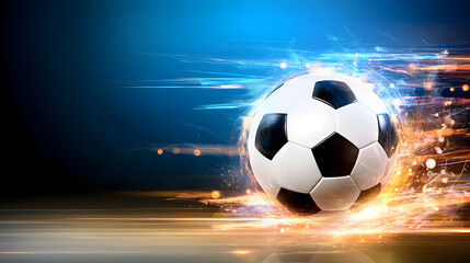 Naklejka premium artistic rendering of soccer ball in motion with dynamic effects