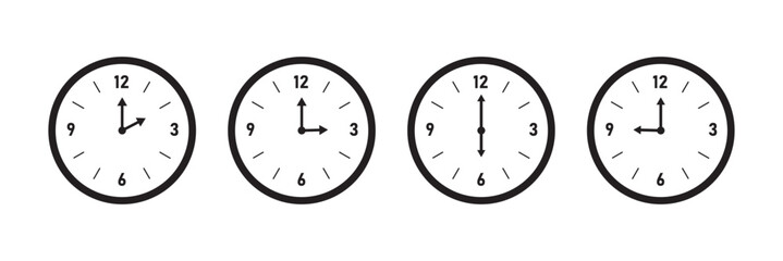 clock icon set. vector illustration of clock, time, count, timer. vector clock in various styles.