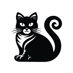 Cat silhouette vector isolated in white background