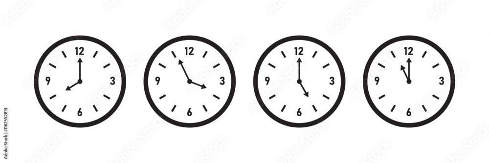 Poster timer icon set. alarm clock symbol. watch countdown vector illustration. stopwatch sign. hours, minu