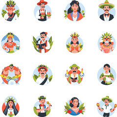 Fototapeta premium Set of Flat Style Hispanic Heritage Illustrations