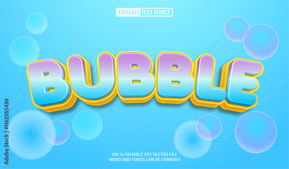 Poster editable 3d text style effect - rainbow bubble text effect template