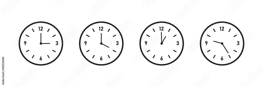 Poster time and clock icon set vector