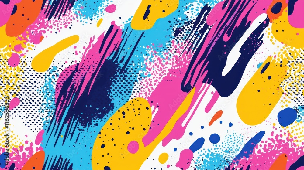 Aufkleber abstract colorful paint splashes and dots pattern