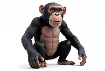 Naklejka premium Portrait of a cheerful adult chimpanzee showcasing biodiversity