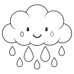 coloring page with cloud and raindrops	