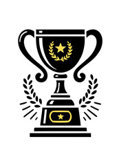 trophy cup icon, golden trophy cup icon Trophy cup silhouette vector illustration 
