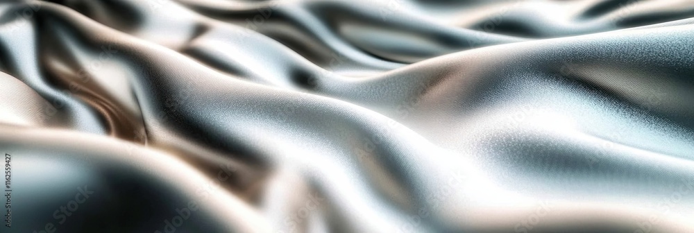 Poster smooth white satin fabric creates a luxurious and elegant texture with wavy folds under soft light