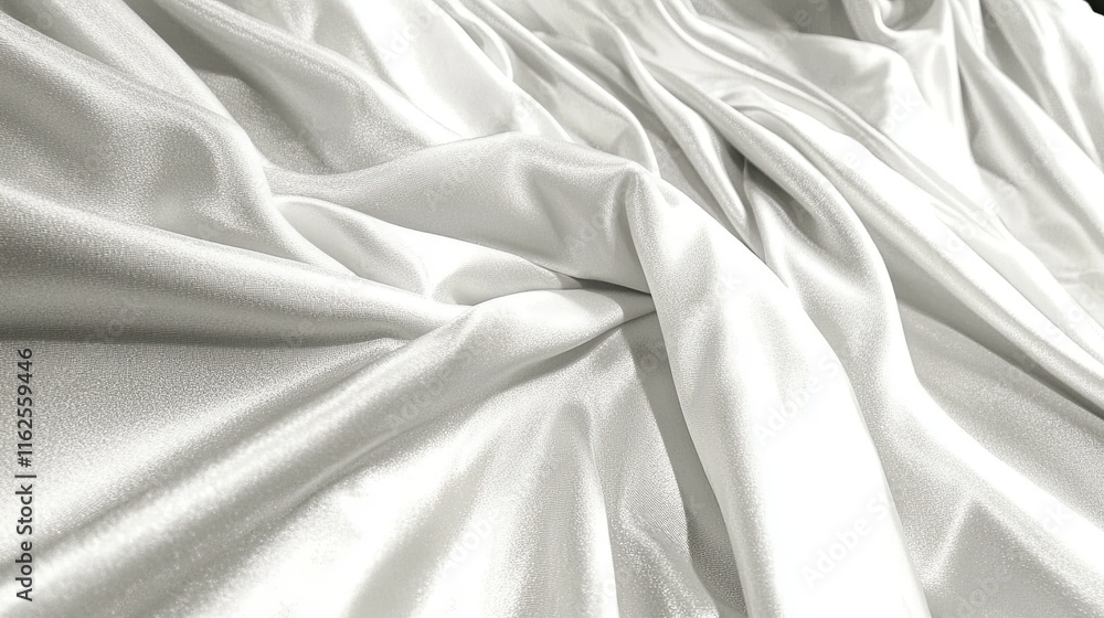 Poster Luxurious White Satin With Smooth Texture and Graceful Wavy Folds on a Soft Background
