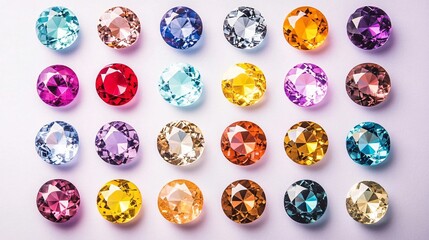 Vibrant Collection of Colorful Gemstones- Sparkling Round Precious Stones