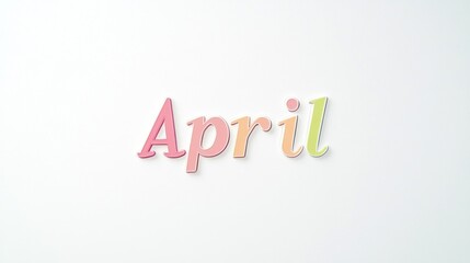 Colorful april lettering over white background representing the fourth month of the year
