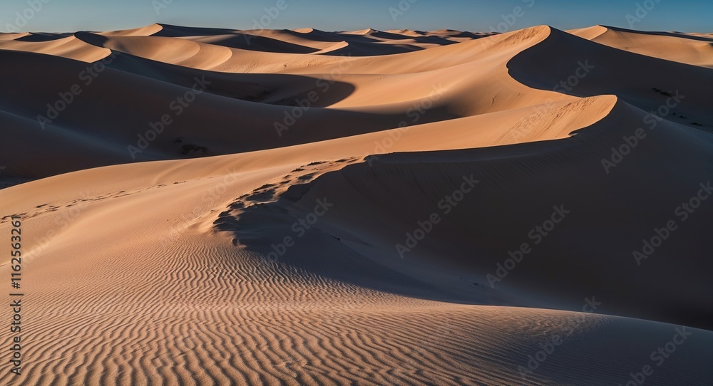 Poster dune landscape where the wind has carved intricate patterns into the sand