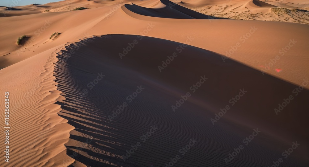 Poster foot of a dune where shadows and light play creating a desert mosaic