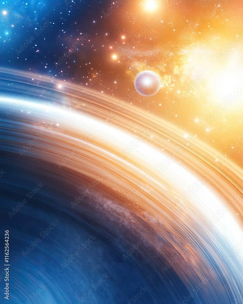 Poster exploring the mysteries of the third planet in a vibrant cosmic landscape