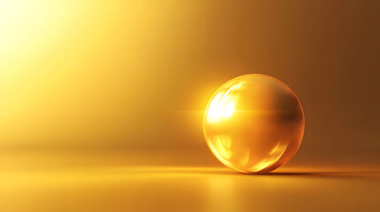 
Single glowing orb on a flat monochrome background for minimalism, golden sphere on  background