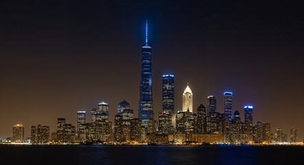 Obraz premium Night skyline where the tallest buildings pierce the darkness