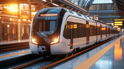 Naklejka premium Wide angle view of an underground subway platform