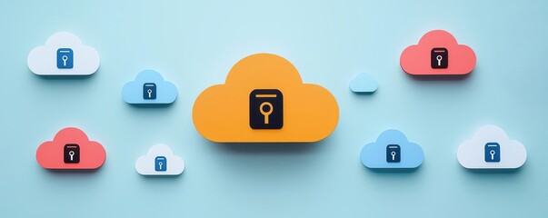 cloud storage concept. A dynamic infographic showing access control workflows integrated into cloud storage systems