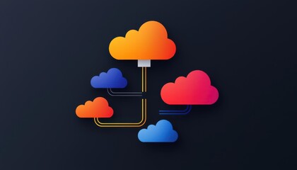 cloud storage concept. A dynamic flowchart illustrating the interaction of data protection and recovery systems in a cloud environment