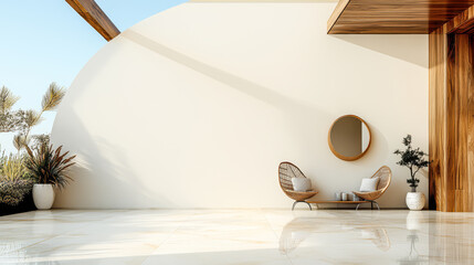 Obraz premium Elegant modern interior design featuring a cozy seating arrangement and natural elements