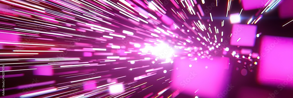 Poster abstract burst of light streaks and glowing particles dynamic vibrant energy