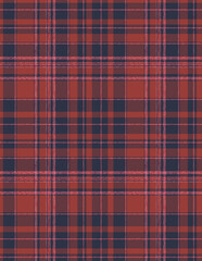 Plaid fabric pattern, blue, brown, cream, seamless for textiles, and for designing clothes, skirts or decorative fabrics. Vector illustration.