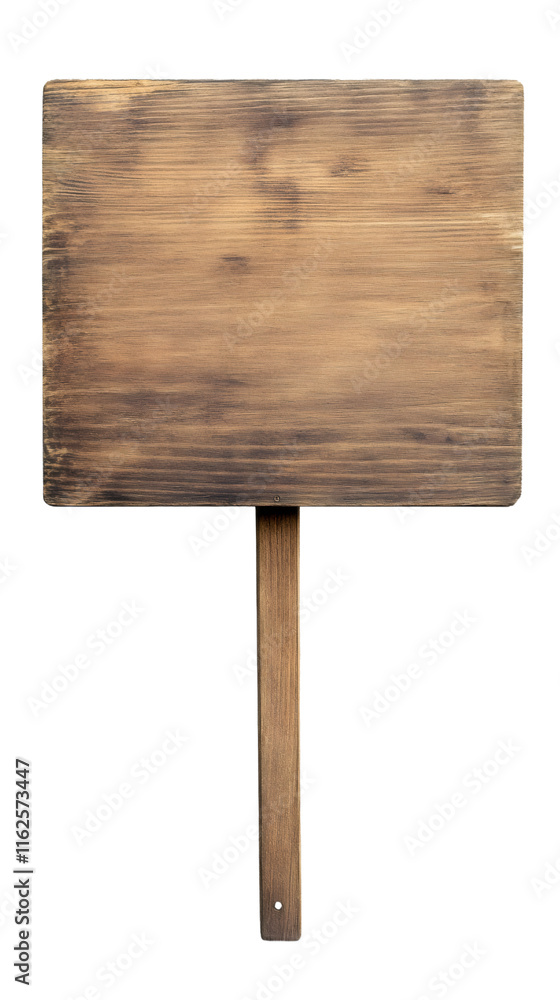 Poster Wooden sign with wood grain and weathered texture on transparent background, ideal for adding custom messages or graphics